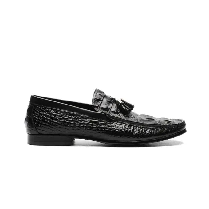 Augher Crocodile Embossed Tassel Loafer Shoe