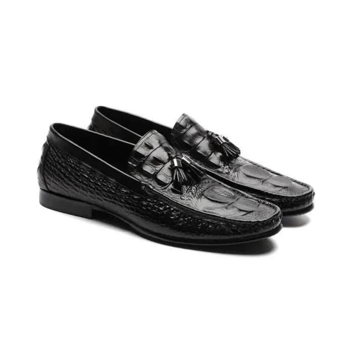 Augher Crocodile Embossed Tassel Loafer Shoe