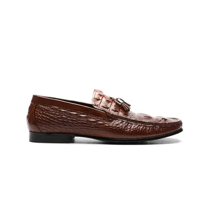 Augher Crocodile Embossed Tassel Loafer Shoe